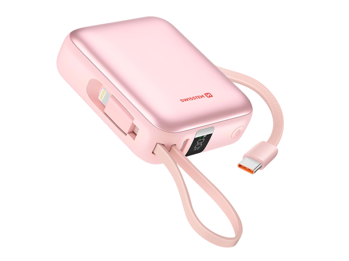 Batería Externa 10000mah 22.5w Con Cables Usb / Lightning Y Pantalla Lcd