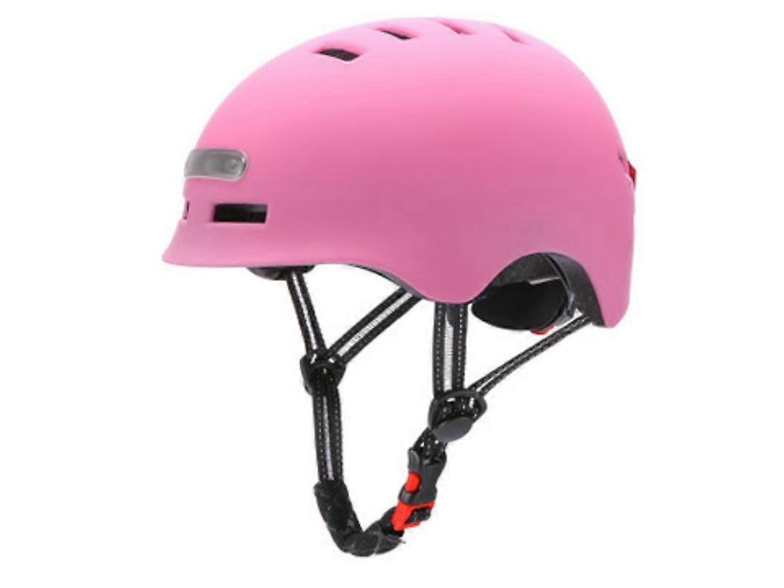 Casco de bicicleta con luz de advertencia, carga USB, transpirable y protector. MDUG (rosa, 58-60 cm)