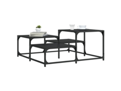 Mesa de centro de 87,5 x 87,5 x 40 cm, fabricada en madera sintética negra HARLANV1