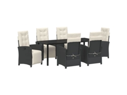 Maison Exclusive - Conjunto De Comedor De Jardín 7 Pcs Negro Ratán Sintético