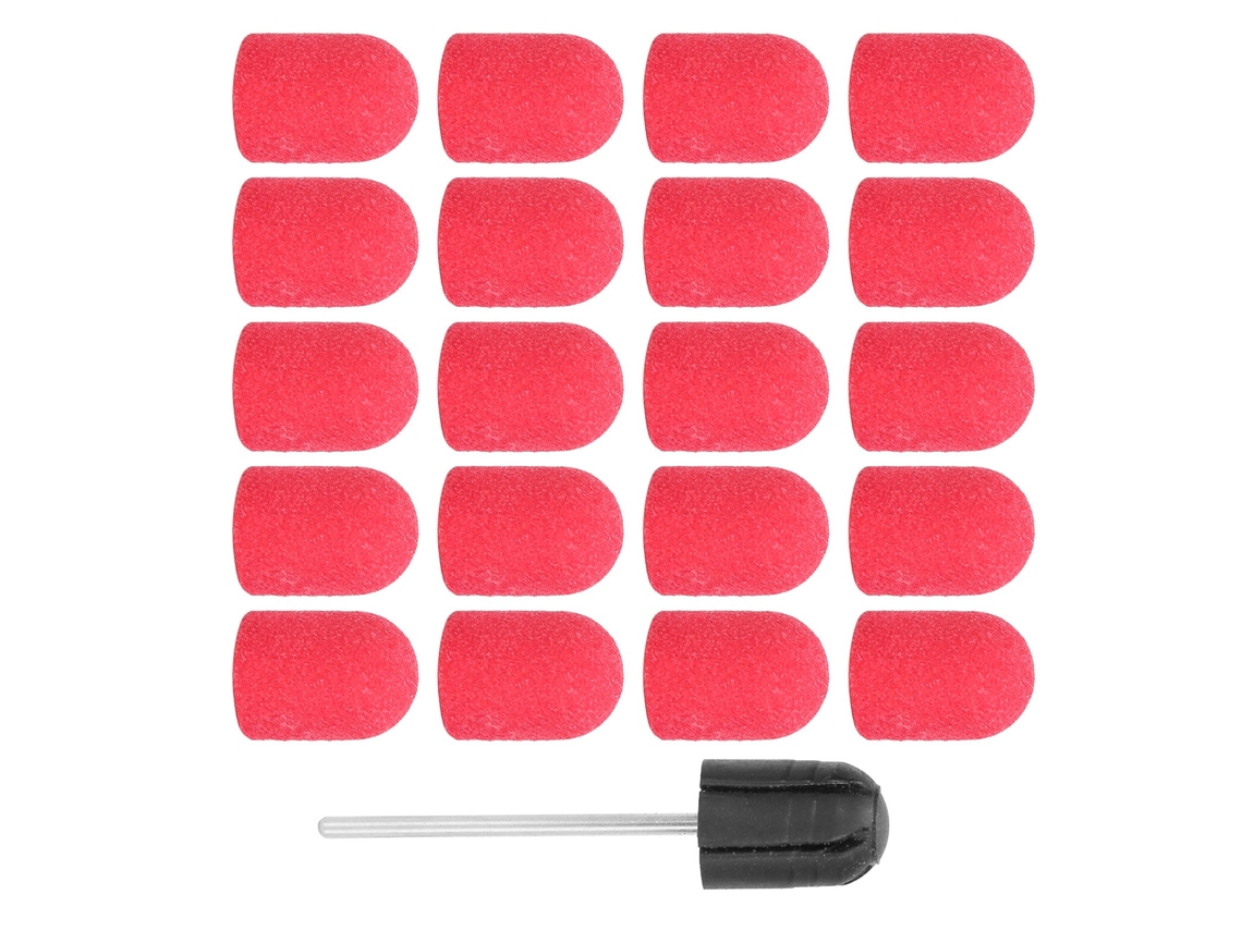 Juego De Cabezales De Lijado De Uñas Con Broca Para Lijar Y Pulir, Tamaño 13x19 Mm, Color Rojo.