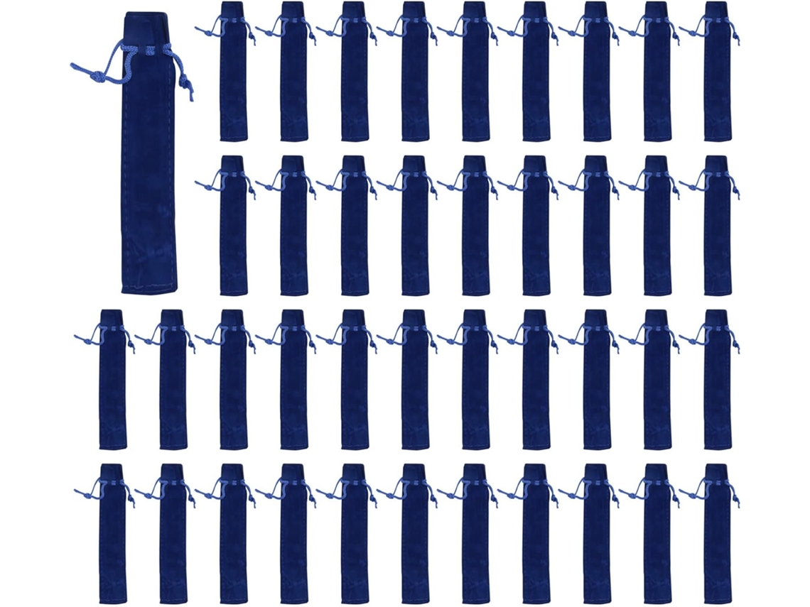 Juego de 50 portalápices de terciopelo azul, estuche individual para bolígrafos y lápices de Gokoco