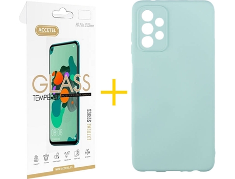 Kit Funda + Protector de Pantalla Samsung A32 5G ACCETEL Cristal Templado 4607 Verde
