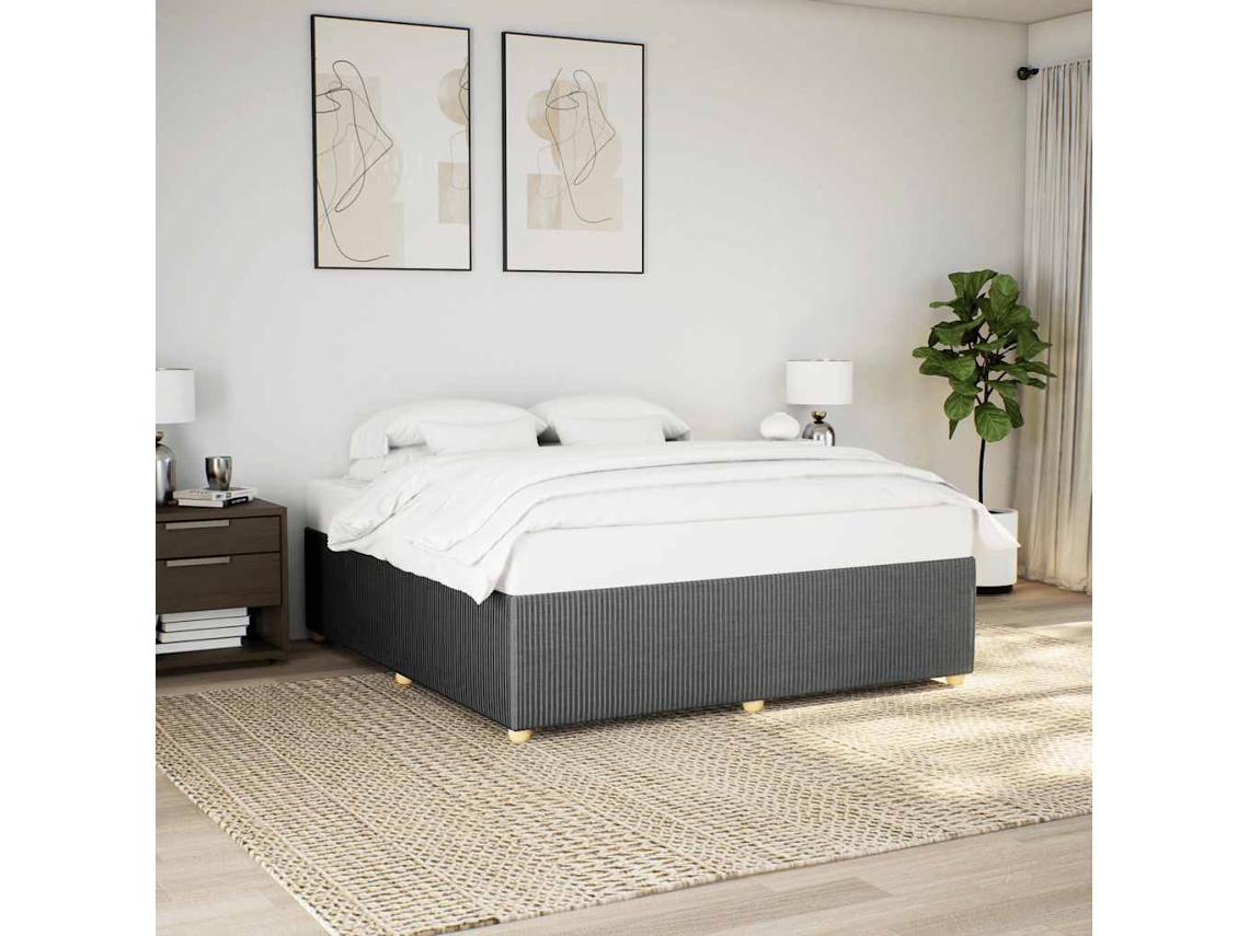 Cama Sin Colchón Tela Gris Oscuro 200x200 Cm