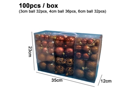 Juego de adornos de bolas de Navidad Decoraciones de temporada de árbol de Navidad para la decoración del banquete de boda de vacaciones, marrón