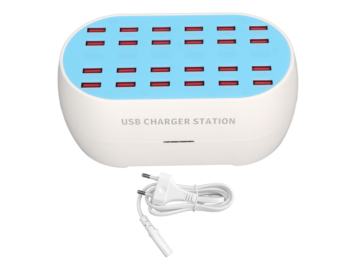 Estación De Carga Usb De 24 Puertos Y 160 W Con Chip Inteligente Y Cargador Multipuerto Con Enchufe Europeo.