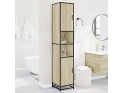 Armario De Baño Madera Y Metal Roble Sonoma 35x37,5x188,5 Cm