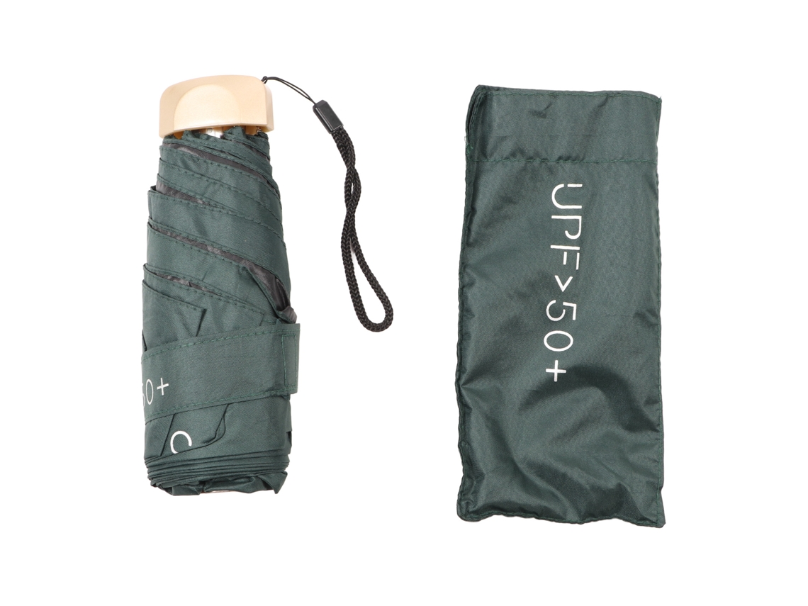 Mini Paraguas Plegable De Bolsillo Con 6 Varillas, Protección Solar Upf50, Resistente A La Lluvia, Color Verde Oscuro.