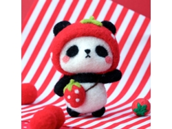 Kit de manualidades de fieltro DIY con aguja para principiantes, materiales para colgante de lana estilo panda de dibujos animados, estilo básico, fresa pequeña