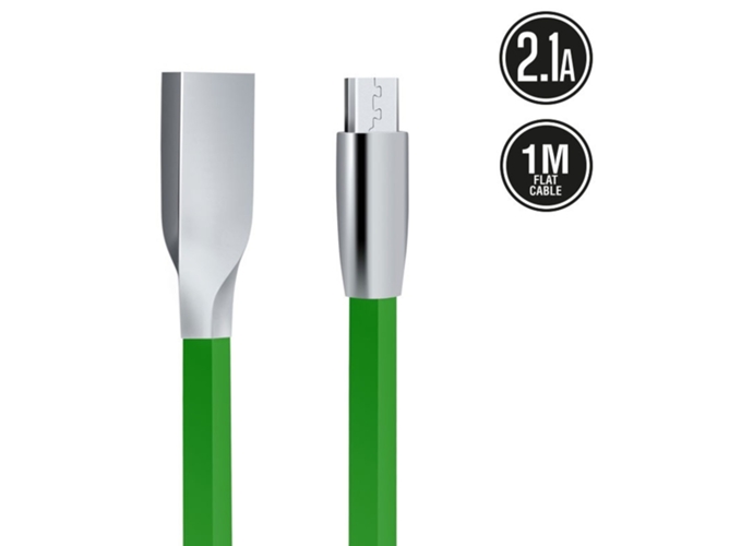 Cable MUVIT Twist (USB - MicroUSB - 1 m - Verde) — USB - MicroUSB | 1 m