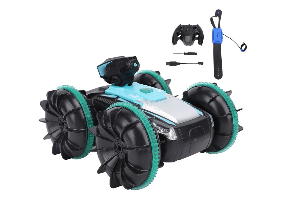 Coche Acrobático Teledirigido Con Detección De Gestos, Giro De 360 Grados, Luces, Doble Cara, Para Niños, Color Verde.
