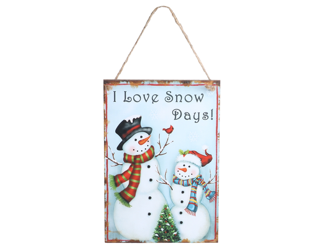 Placa de madera colgante con diseño de nieve para decoración navideña