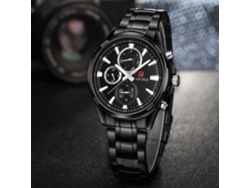 Reloj De Cuarzo Para Hombre Con Brazalete De Acero, Resistente Al Agua Hasta 30 M (negro).