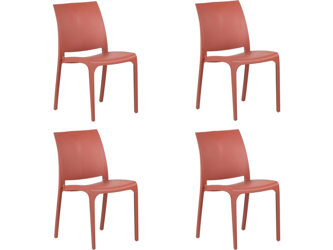 Silla apilable de resina fabricada en Italia diseño para interior y exterior SOFIA Rojo 4 piezas DIVINA HOME