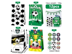 Juego De 12 Bolsas De Regalo Con Temática Del Mundial De Fútbol Y Pegatinas, Perfectas Para Decorar Fiestas De Cumpleaños Y Eventos Deportiv