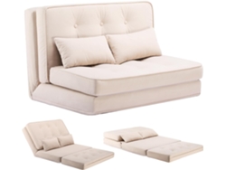 Sofa Cama COMHOMA 2 Plazas Cama Plegable Sofas de Salon con Almohada, Respaldo Ajustable en 5 Niveles Sofá Cama Plegable de Tela para Salón Beige