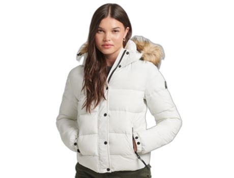 Abrigo para Mujer SUPERDRY (L - Poliéster - Blanco)