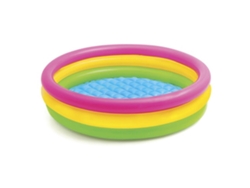 Piscina Hinchable Infantil Arcoíris De 60 Cm/90 Cm/114 Cm, Redonda De Pvc, Con Burbujas.