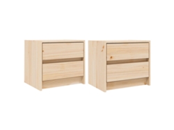 Maison Exclusive - Mesitas De Noche 2 Uds Madera Maciza De Pino 40x31x35,5 Cm