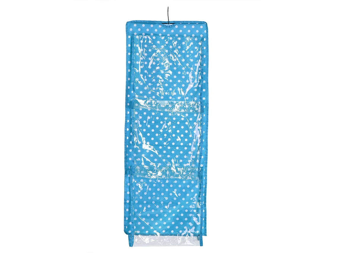 Bolsa de almacenamiento lavable con 6 bolsillos y percha, organizador de armario a prueba de polvo, azul