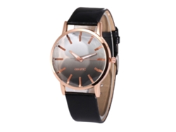 Reloj De Pulsera Con Correa De Piel Sintética, Aleación Moderna, Cuarzo Analógico, Negro.