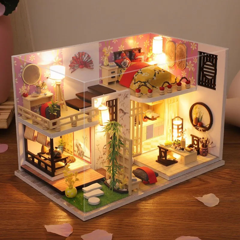Casa De Muñecas Estilo Zen Japonés Para Armar Tú Mismo, Mini Villa Tipo Loft De Madera En 3d