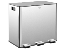 Cubo De Basura De Acero Inoxidable De 3x15l Con Pedal Y Tapa De Cierre Suave, Color Plata.