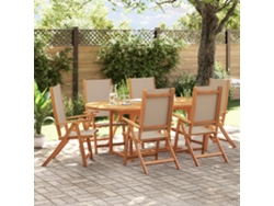 Juego de comedor de jardín de 7 piezas en acacia maciza y textilene, Dkd Home Decor