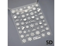 Pegatina 3d Para Uñas Con Brillantes Diamantes De Imitación Y Copo De Nieve Navideño Cortado Con Láser. Autoadhesiva.