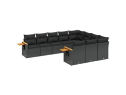 Maison Exclusive - Set De Sofás De Jardín 10 Pzas Cojines Ratán Sintético Negro