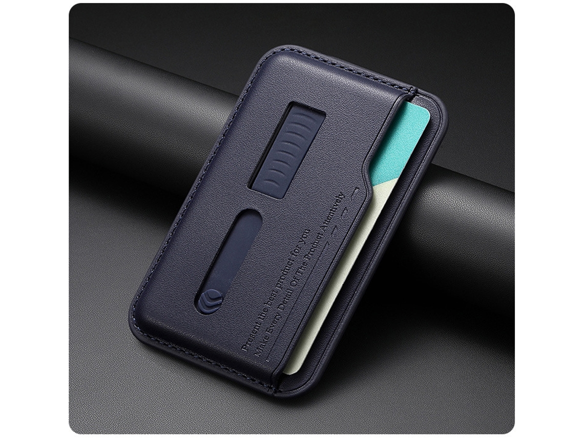 Cartera magnética ultrafina de cuero, compatible con iPhone 17/16/15/14/13/12, azul oscuro Hexinyigjly