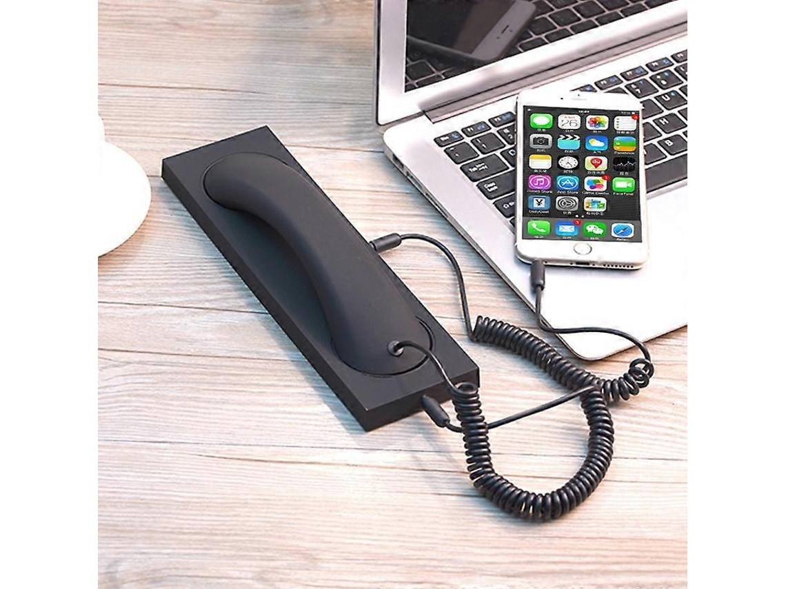 Auriculares externos retro universales Hengrongshen de 3,5 mm para teléfonos móviles con cable de 3,5 mm, color negro