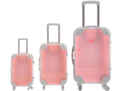 Boîte De Rangement Para Extensions De Cils Lot De 3 Mini Valises En Plastique Rose Transparent, O...