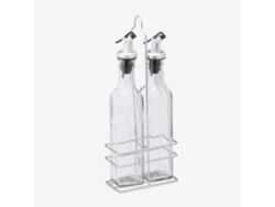 Relaxdays Dispensador De Azeite E Vinagre, 2 Em 1 Para Cozinha, Garrafas Com Suporte, Vidro, 2 X 250 Ml, Transparente