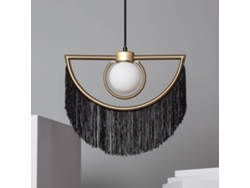 Lámpara de Suspensión LEDKIA (Negro - Metal, Tela - 33x39x10 cm)