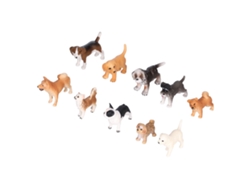 Rebe-10 Peças De Mini Bonecas De Cães Brinquedo Conjunto Pintado À Mão Plástico Simulação Filhotes De Cão Figuras Playset