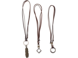 Collar Con Colgante De Cuero Para Hombre, 3 Piezas, Doble Círculo, Ajustable, Estilo Retro.