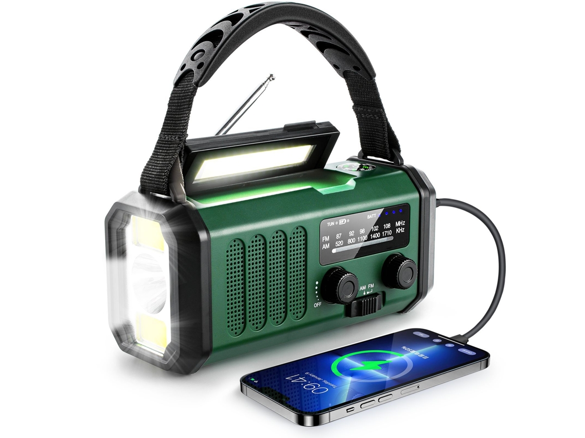 Radio De Emergencia De Manivela — Radio Meteorológica Am/fm Con Linterna Y Funciones De Alarma Sos