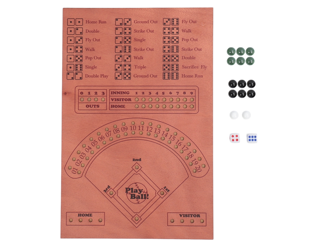 Juego De Mesa De Béisbol Con Dados Y Bolas De Cristal De Madera: Diversión Para Toda La Familia Y Fiestas.
