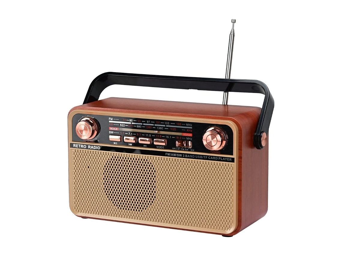 Radio Estéreo Portátil Bluetooth Fm Am Sw Disco Usb Con Soporte Tarjeta Usb/tf Entrada Aux Reproducción De Música Con Batería Recargable Yemaesre