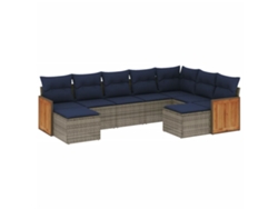 Maison Exclusive - Conjunto De Sofá De Jardín De 9 Piezas Con Cojines, Poliratán Gris