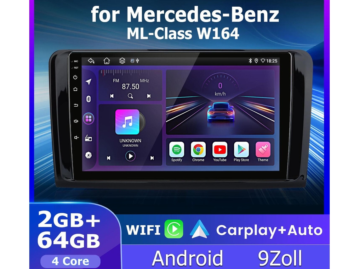 Gps Rádio Android V1 Para Mercedes Ml W164 2005 2012 Android 15 Android Auto Sem Fio 64gb
