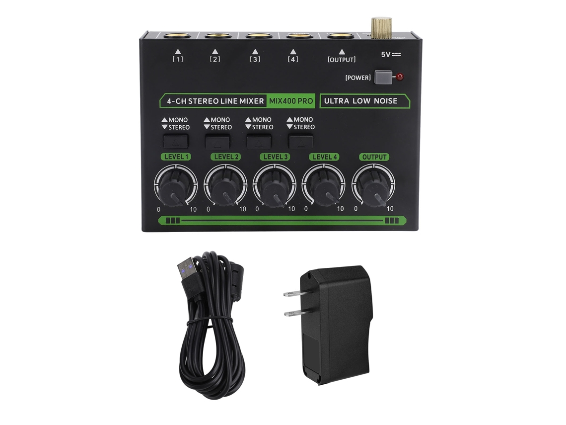 Mezclador Estéreo De Dj De 4 Canales De Bajo Ruido, Controlador Multifuncional Con Enchufe Estadounidense De 100-240 V.