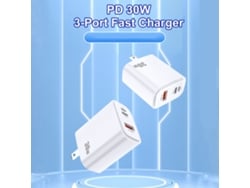 Cargador Rápido Pd30w Con 3 Puertos, Protocolo Pd3.0, Compatible Con Ios Y Android, Protección De Seguridad.
