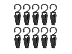 10 Ganchos Giratorios De Plástico Súper Resistentes Para El Hogar, Pinzas Para Ropa, 10,9 Cm, Color Negro.
