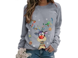 Jerséis De Navidad Para Mujer Suaves De Manga Larga Con Estampado De Árboles Y Letras Gris 2xl