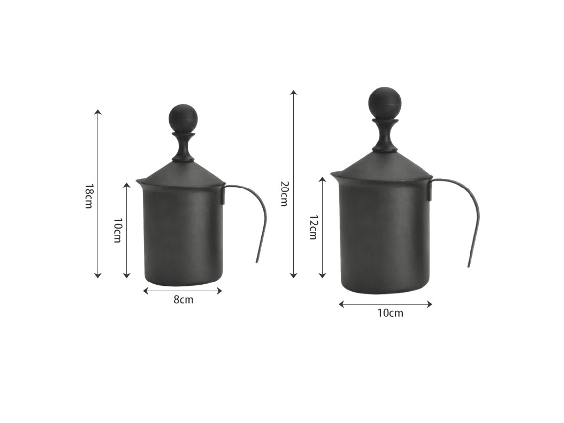 Vaso para glaseado manual con filtro de acero inoxidable de doble capa, negro, 800 ml Sfushos