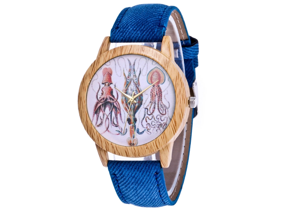 Reloj De Pareja Casual De Cuarzo Con Correa De Jean Simple Pattern Zhoulianfa Azul