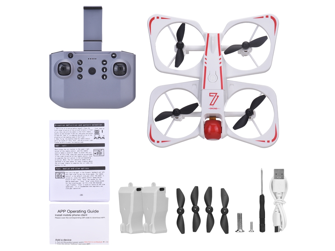 Dron Infantil, Mini Aeronave Teledirigida Con Cámaras Duales 4k, Modo Sin Cabeza, 2 Baterías, Blanco