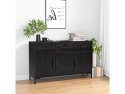 Aparador De Madera Maciza De Pino Negro 110x35x70 Cm